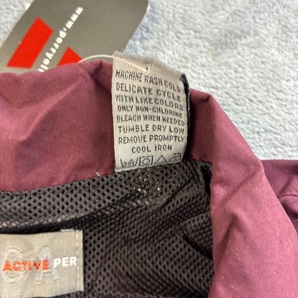 Perry Ellis America Active Mens XL Windbreaker Jacket Burgundy Olive Colorblock - Picture 15 of 16
